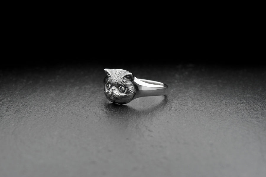 Cat Signet Ring – Minimalist Sterling Silver Feline Face Ring | Elegant Everyday Jewelry for Cat Lovers (etsy image id: 7363878238)