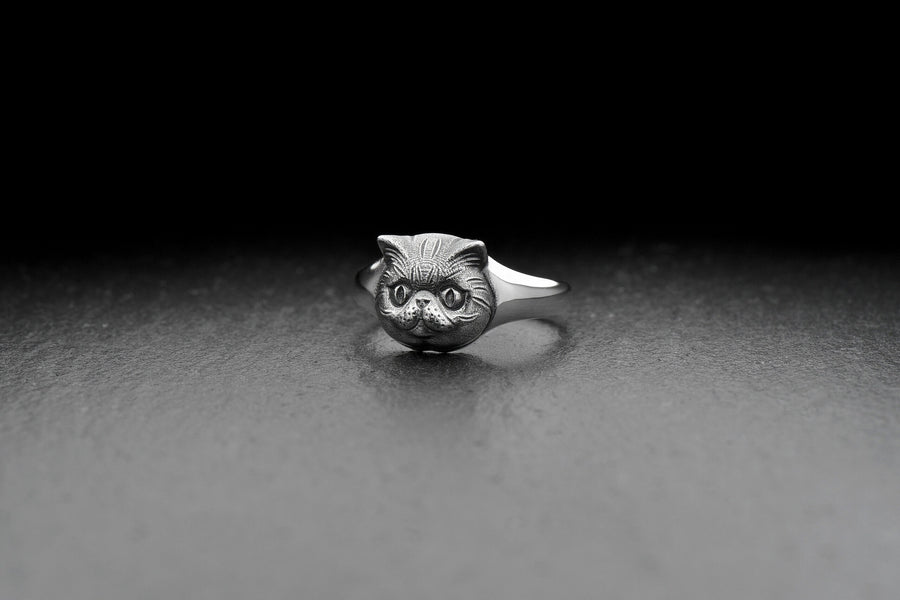 Cat Signet Ring – Minimalist Sterling Silver Feline Face Ring | Elegant Everyday Jewelry for Cat Lovers (etsy image id: 7363878238)
