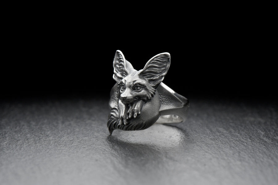 silver signet ring	animal silver ring	fennec jewelry	fennec animal	fox lover ring	fennec fox