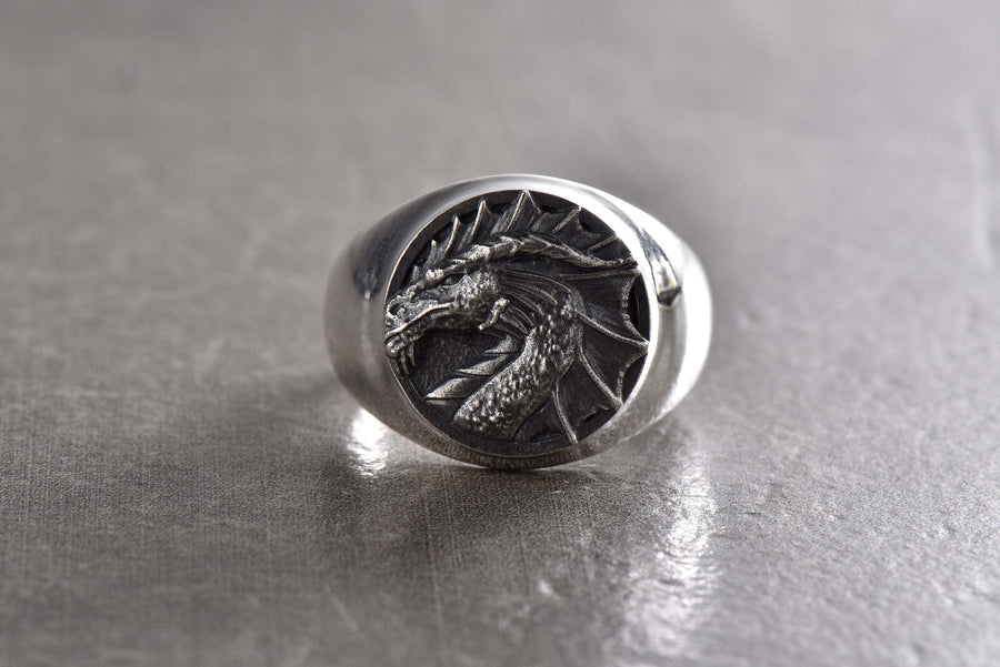 dragon ring	dragon ring silver	bague dragon	targaryan ring	ring dragon	dragon art	great dragon ring	game of thrones	ancient dragon ring	house of dragon	dragon	signet ring	gift for him (etsy image id: 4413119887)