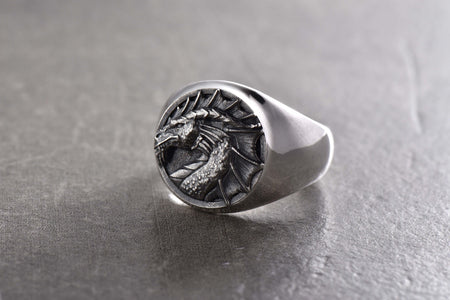 dragon ring	dragon ring silver	bague dragon	targaryan ring	ring dragon	dragon art	great dragon ring	game of thrones	ancient dragon ring	house of dragon	dragon	signet ring	gift for him (etsy image id: 4413119887)