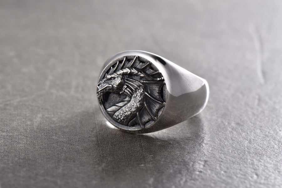 dragon ring	dragon ring silver	bague dragon	targaryan ring	ring dragon	dragon art	great dragon ring	game of thrones	ancient dragon ring	house of dragon	dragon	signet ring	gift for him (etsy image id: 4413119887)