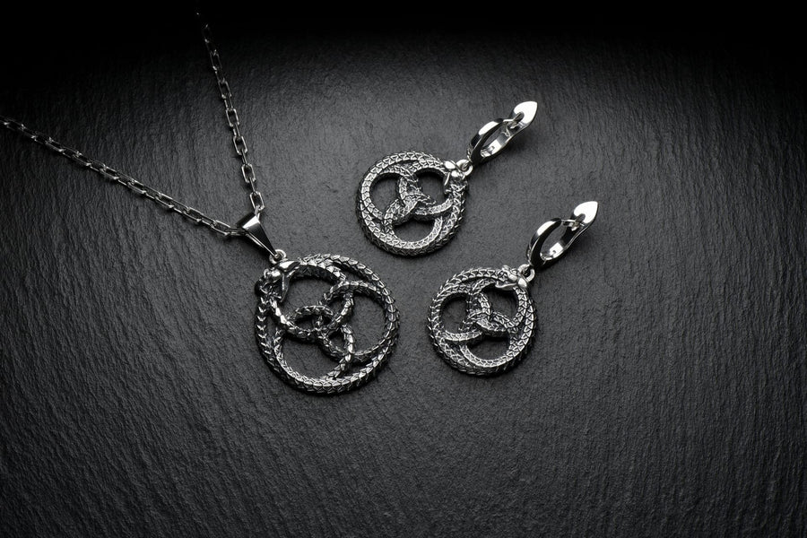 Sterling Silver Ouroboros Dragon Earrings: Mythical Fantasy Jewelry (etsy image id: 7268100267)