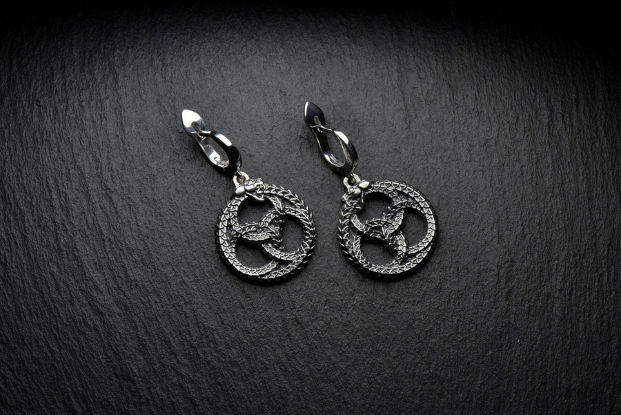 Sterling Silver Ouroboros Dragon Earrings: Mythical Fantasy Jewelry (etsy image id: 7268100267)