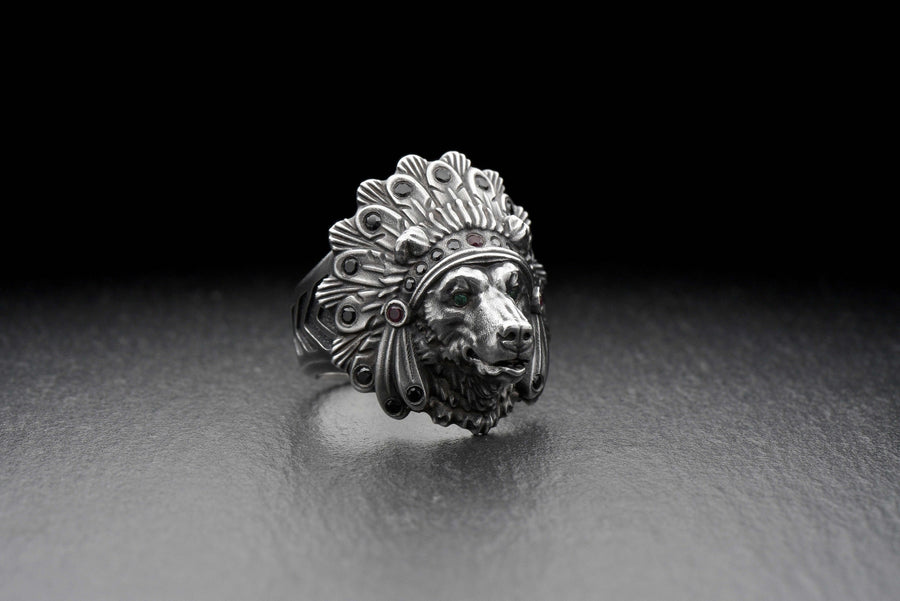 bear ring	bear totem	silver bear	indian bear	ancient bear (etsy image id: 4414321937)