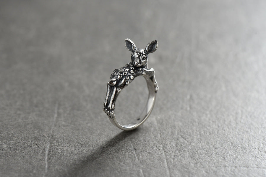 animal jewelry	silver ring	totem ring	safari	forest	deer	baby deer	love gift	baby gift	gift for her	deer ring	cerf	Hirsch (etsy image id: 4421935883)
