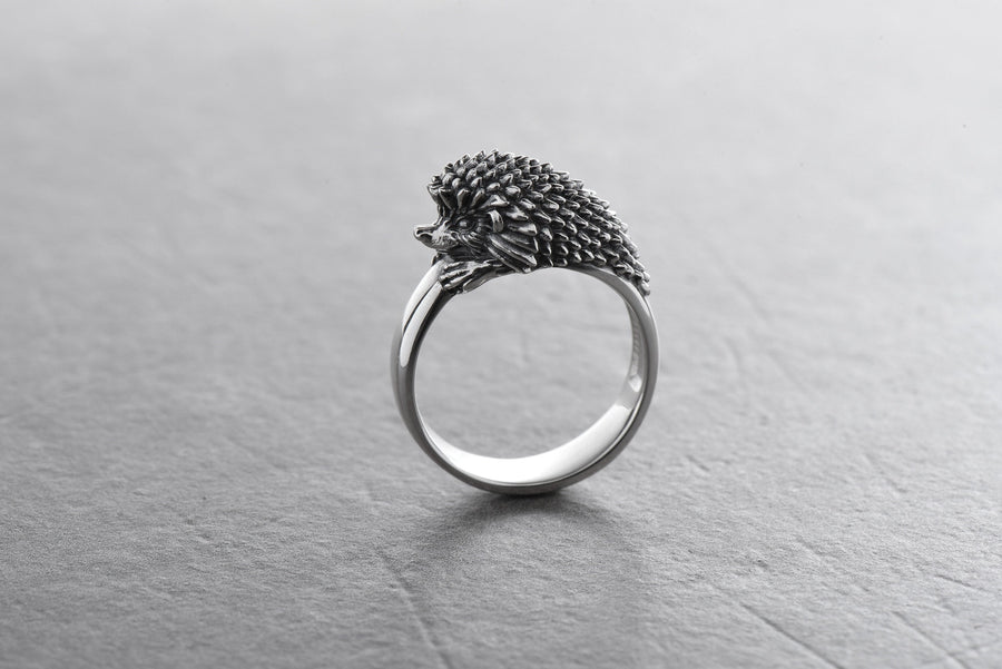 Sterling Silver Hedgehog Ring, Animal Ring, Handmade Animal Jewelry, Porcupine ring, Hedgehog Lovers Jewelry, Animal Lovers Gift (etsy image id: 7339942178)