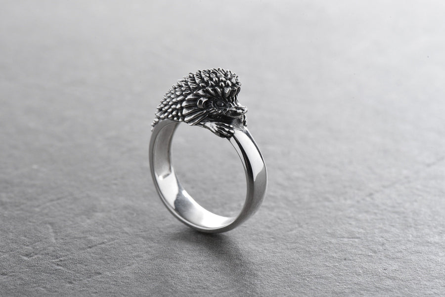 Sterling Silver Hedgehog Ring, Animal Ring, Handmade Animal Jewelry, Porcupine ring, Hedgehog Lovers Jewelry, Animal Lovers Gift (etsy image id: 7339942178)