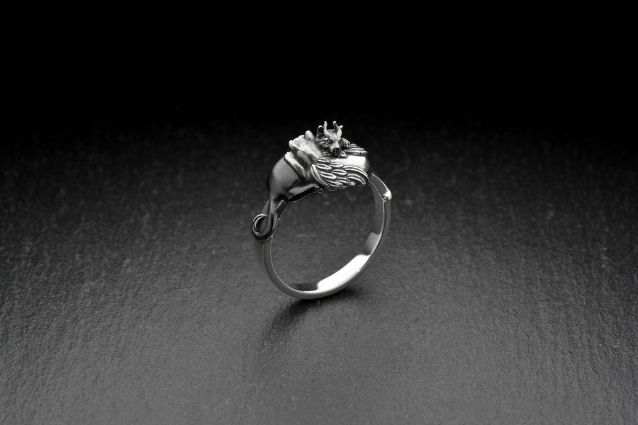 Gothic Angel and Demon Cats Sterling Silver Ring – Yin Yang Jewelry (etsy image id: 7362035362)