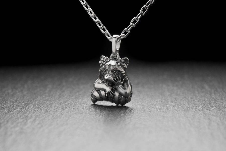 coon pendant	raccoon lover gift	raccoon necklace	cute gift	Procyon	silver pendant	raccoon	bff gifts	animal jewelry	family jewelry	gift for her	raccoon jewelry	raccoon charm (etsy image id: 4534779856)