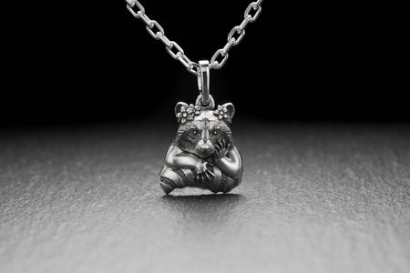 coon pendant	raccoon lover gift	raccoon necklace	cute gift	Procyon	silver pendant	raccoon	bff gifts	animal jewelry	family jewelry	gift for her	raccoon jewelry	raccoon charm (etsy image id: 4534779856)