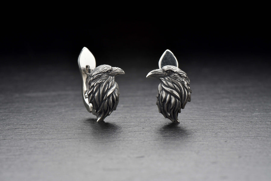Oxidized Sterling Silver Crow Earrings: Gothic Raven Jewelry (etsy image id: 5228373986)