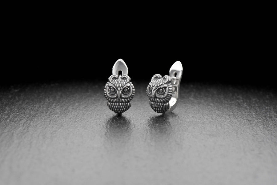 Sterling silver	animal earrings	animal jewelry	birds jewelry	Owl Earrings	Owl jewelry	owl house (etsy image id: 7416892201)