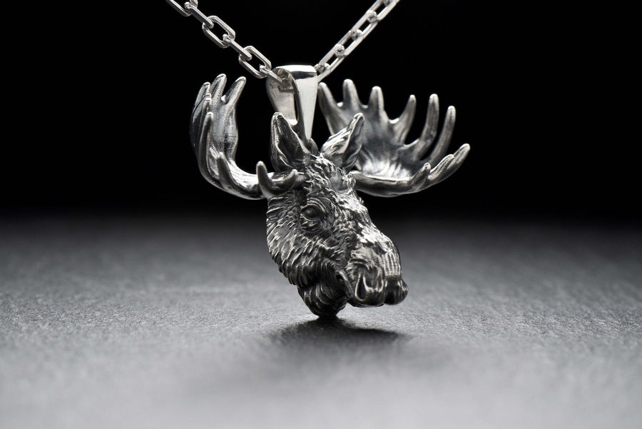 Elk head pendant	Elk	Elk necklace	Elk jewelry	silver elk	elk head	elk lover	silver pendant	Sterling silver