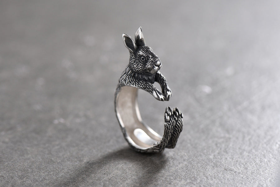 gift	handmade	memorial gift	birthday gift	Ring Hare	Animal Ring	Hare jewelry	Sterling silver	Hare	hare lovers
