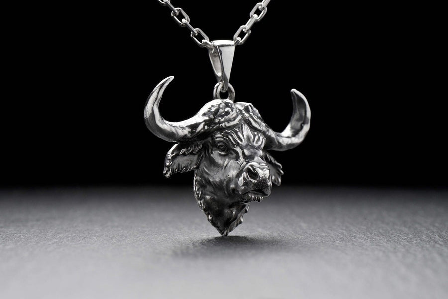 Buffalo head	Buffalo pendant	Buffalo lover	silver buffalo	Buffalo	Buffalo totem	silver pendan (etsy image id: 4626651187)