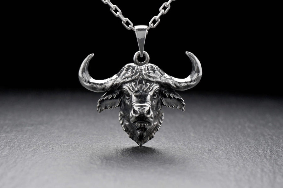 Buffalo head	Buffalo pendant	Buffalo lover	silver buffalo	Buffalo	Buffalo totem	silver pendan (etsy image id: 4626651187)