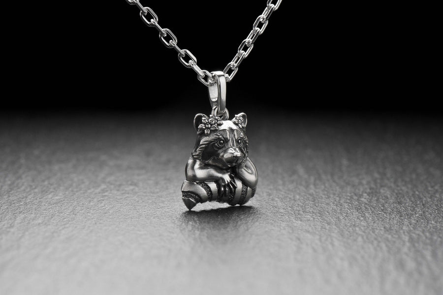 coon pendant	raccoon lover gift	raccoon necklace	cute gift	Procyon	silver pendant	raccoon	bff gifts	animal jewelry	family jewelry	gift for her	raccoon jewelry	raccoon charm (etsy image id: 4534779856)