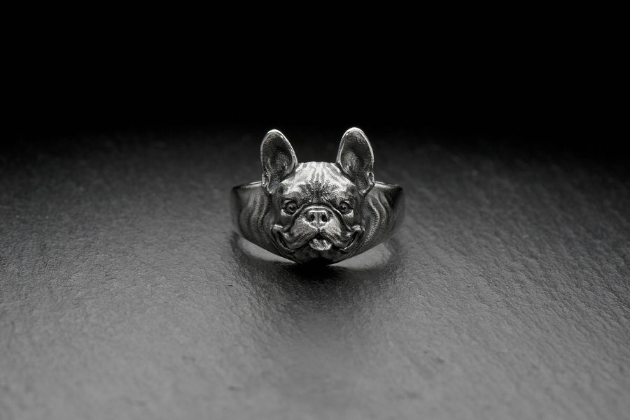 silver ring	dog ring	gift for him	dog lover	dog gift	jewelry	Ring French Bulldog