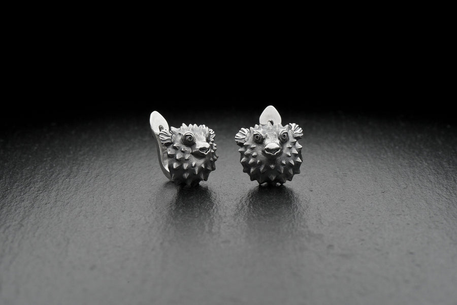Sterling Silver Puffer Fish Earrings: Handmade Sea Jewelry (etsy image id: 5531076529)