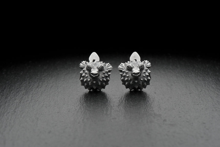 Sterling Silver Puffer Fish Earrings: Handmade Sea Jewelry (etsy image id: 5531076529)