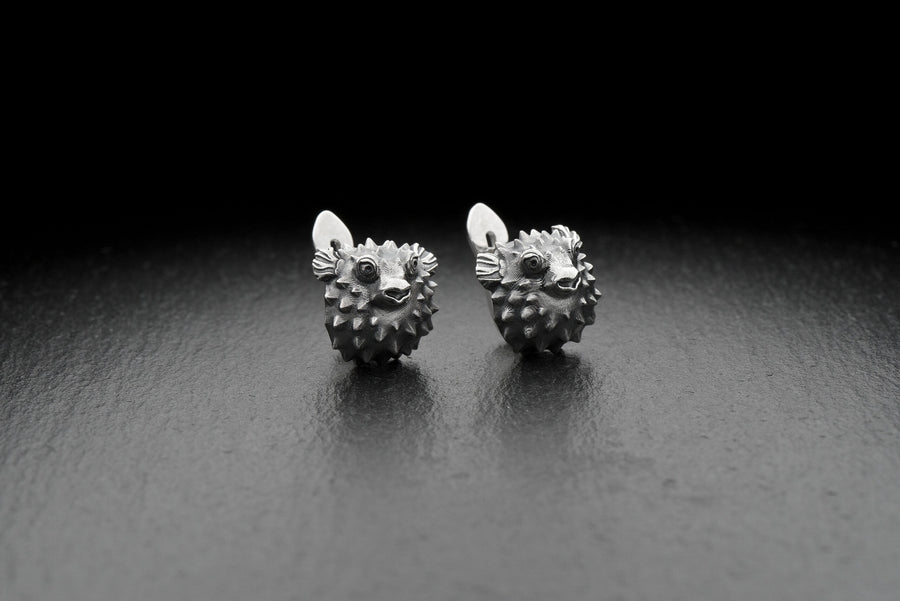 Sterling Silver Puffer Fish Earrings: Handmade Sea Jewelry (etsy image id: 5531076529)