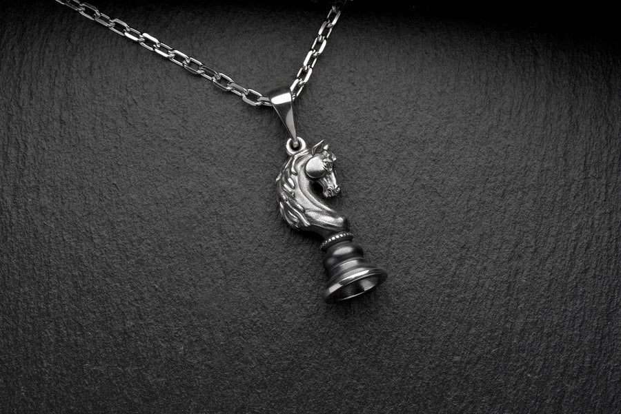 Silver pendant	silver jewelry	Chess piece Horse	Chess Pendant	Chess jewelry	Chess piece (etsy image id: 4596378398)