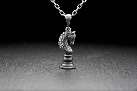 Silver pendant	silver jewelry	Chess piece Horse	Chess Pendant	Chess jewelry	Chess piece (etsy image id: 4596378398)