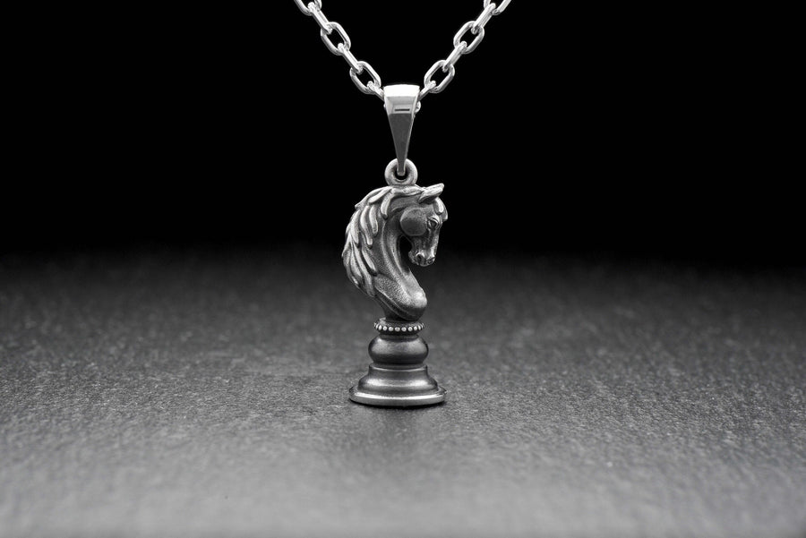 Silver pendant	silver jewelry	Chess piece Horse	Chess Pendant	Chess jewelry	Chess piece (etsy image id: 4596378398)