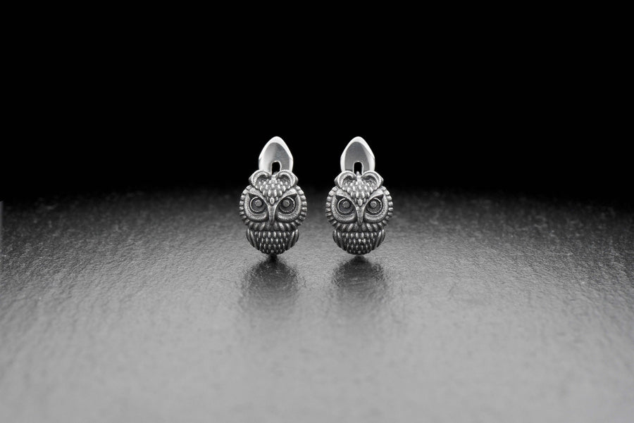 Sterling silver	animal earrings	animal jewelry	birds jewelry	Owl Earrings	Owl jewelry	owl house (etsy image id: 7416892201)