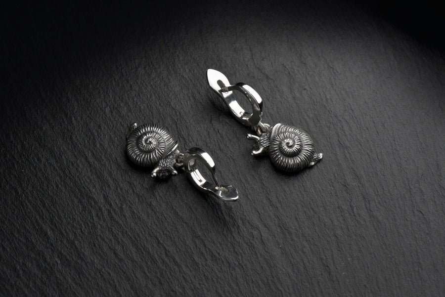 silver earrings	earrings	jewelry	gift	Sterling silver	animal earrings	animal jewelry	Snail Earrings	Snail (etsy image id: 7220137070)