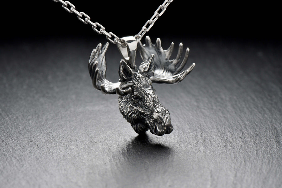 Elk head pendant	Elk	Elk necklace	Elk jewelry	silver elk	elk head	elk lover	silver pendant	Sterling silver