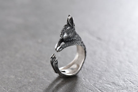 gift	handmade	memorial gift	birthday gift	Ring Hare	Animal Ring	Hare jewelry	Sterling silver	Hare	hare lovers