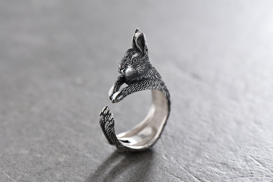 gift	handmade	memorial gift	birthday gift	Ring Hare	Animal Ring	Hare jewelry	Sterling silver	Hare	hare lovers