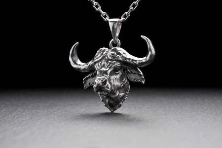 Buffalo head	Buffalo pendant	Buffalo lover	silver buffalo	Buffalo	Buffalo totem	silver pendan (etsy image id: 4626651187)