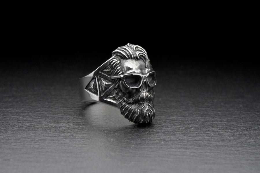 silver ring	Sterling silver ring	gift for her	gift for him	Skull	Skull ring	Silver Ring Hipster (etsy image id: 7296690951)