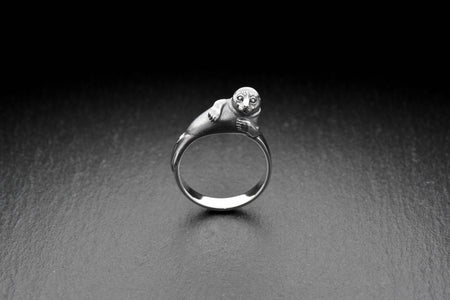 sea lover gift	Seal Ring	Silver Ring	Seal Ring jewelry		gift for him	sterling silver	ring	seal silver ring (etsy image id: 4637994944)