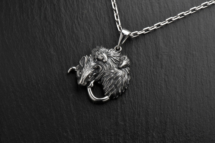 Sterling Silver Mouse Family Pendant: Whimsical Animal Necklace