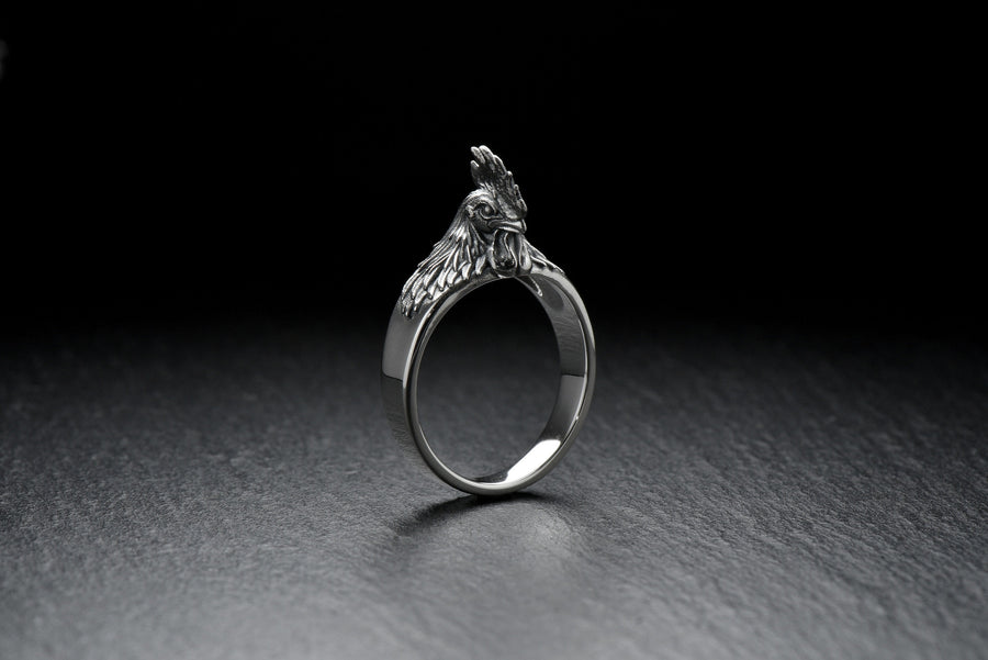 Show off your unique style with a Rooster Silver Ring! Handcrafted and made from sterling silver, this ring is the perfect addition to any outfit. (etsy image id: 6995523004)