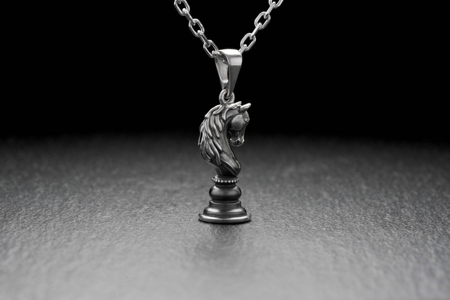 Silver pendant	silver jewelry	Chess piece Horse	Chess Pendant	Chess jewelry	Chess piece (etsy image id: 4596378398)