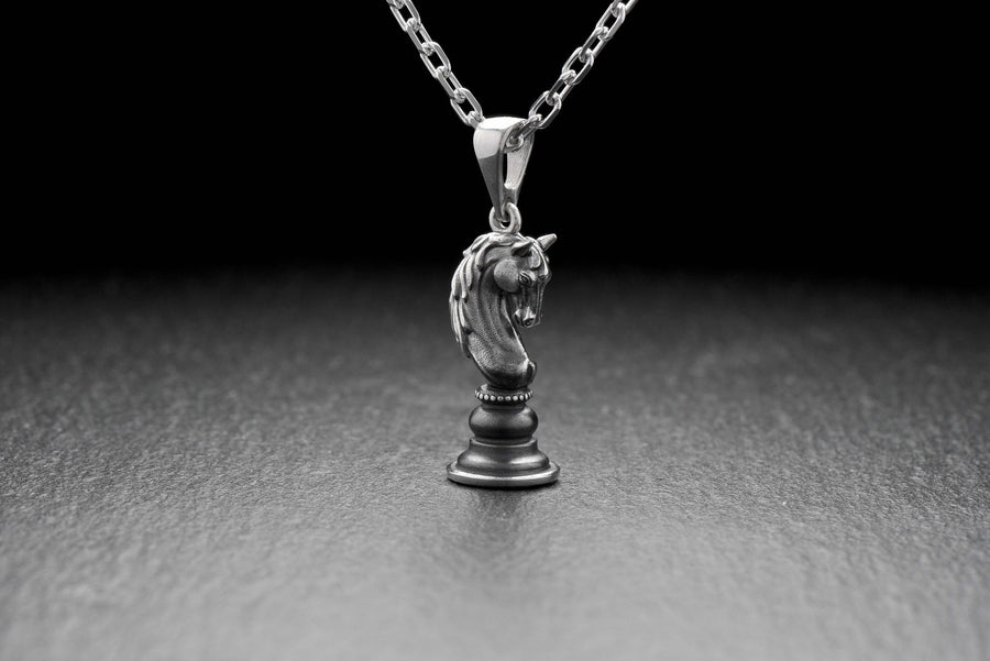 Silver pendant	silver jewelry	Chess piece Horse	Chess Pendant	Chess jewelry	Chess piece (etsy image id: 4596378398)