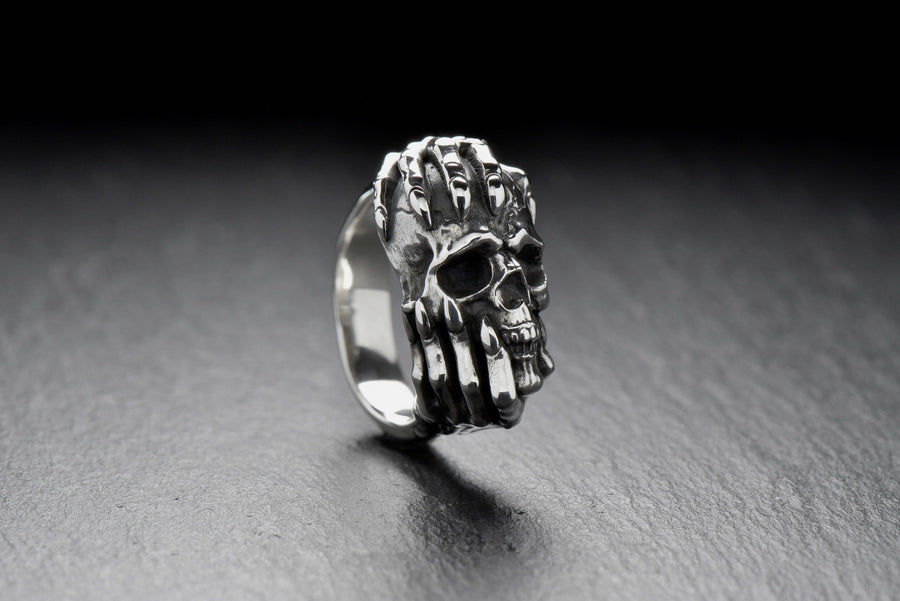 Sterling Silver Skull Ring: Gothic Biker Jewelry (etsy image id: 6311128047)