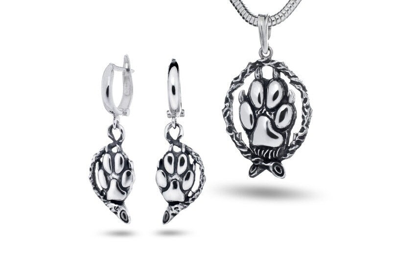 earrings	animal earrings	Wolf Paw Earrings	Wolf earrings	Jewelry Paw Earrings	Jewelry Wolf Paw	Wolf Paw	Paw Earrings	wolf jewelry	wolf	handmade	earring charms	gift for her (etsy image id: 4667591861)