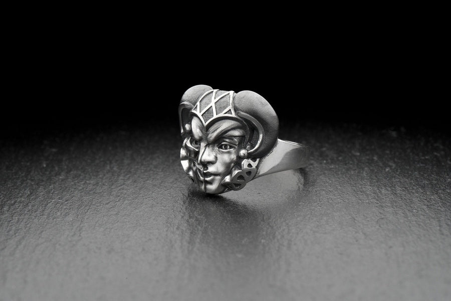 silver ring	silver	sterling silver ring	sterling silver	Silver Ring Jester	Ring Jester	Jester	joker ring	vintage	clown ring	Jester jewelry	anna greta eker	biker ring __etsy:4717907833
