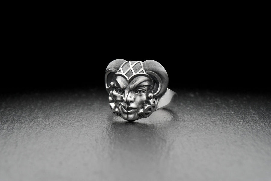 silver ring	silver	sterling silver ring	sterling silver	Silver Ring Jester	Ring Jester	Jester	joker ring	vintage	clown ring	Jester jewelry	anna greta eker	biker ring __etsy:4717907833