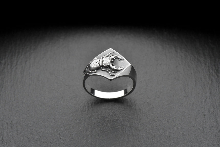 Look no further than this silver stag beetle ring! Handcrafted with care, this ring features a beautifully detailed stag beetle design that is sure to turn heads. (etsy image id: 4673645152)