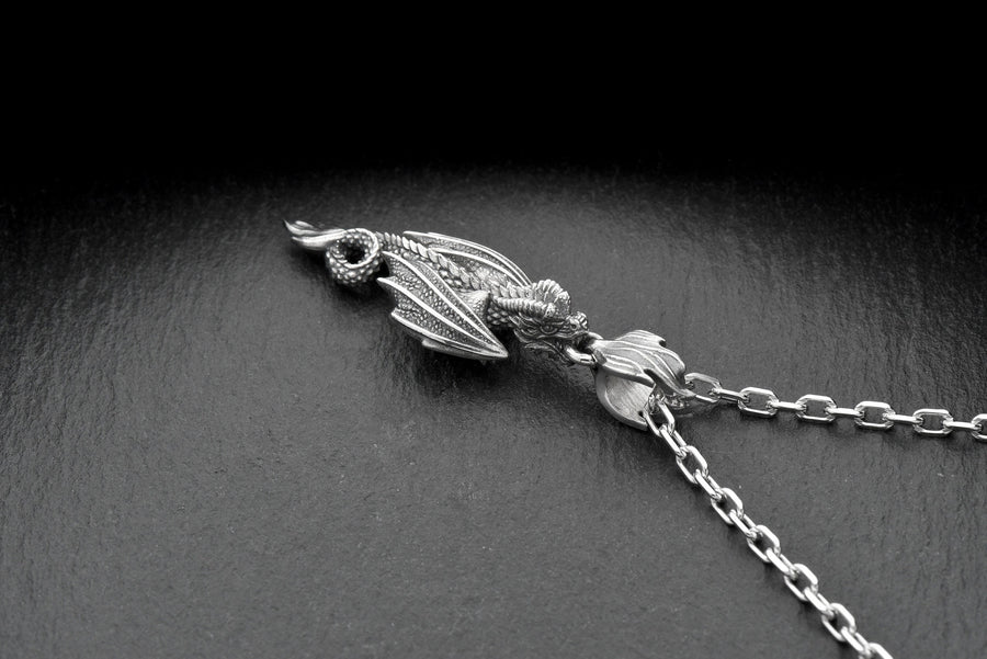 Dragon	Flying dragon	dragon jewelry	sterling silver	silver	pendant	dungeons and dragons (etsy image id: 7689578316)