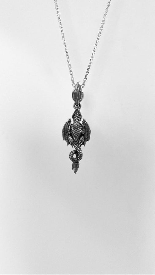 Dragon	Flying dragon	dragon jewelry	sterling silver	silver	pendant	dungeons and dragons (etsy image id: 7689578316)