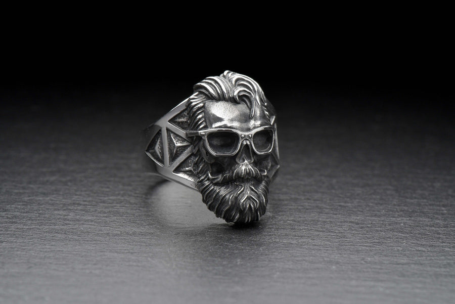 silver ring	Sterling silver ring	gift for her	gift for him	Skull	Skull ring	Silver Ring Hipster (etsy image id: 7296690951)