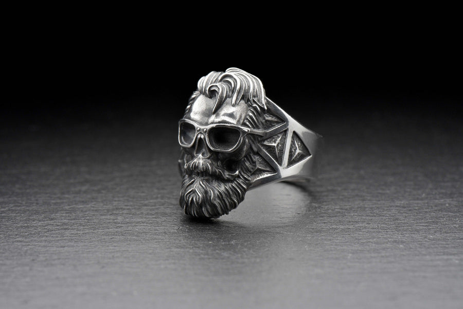 silver ring	Sterling silver ring	gift for her	gift for him	Skull	Skull ring	Silver Ring Hipster (etsy image id: 7296690951)